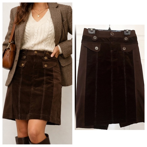 Point Zero Dresses & Skirts - Brown Corduroy Knee Length Skirt Size 5/6 Classic Preppy Fall Tailored